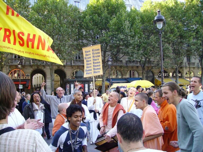 Harinama sankirtana street chanting in Paris